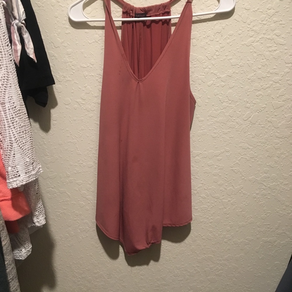 pink v cut tank top